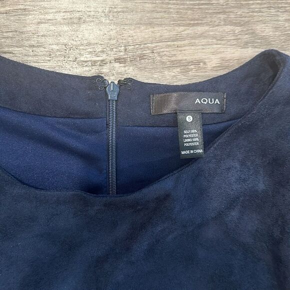 Aqua Navy Blue Tulip Sz S Suede Dress Bloomingdale’s Winter Classic - Picture 4 of 7
